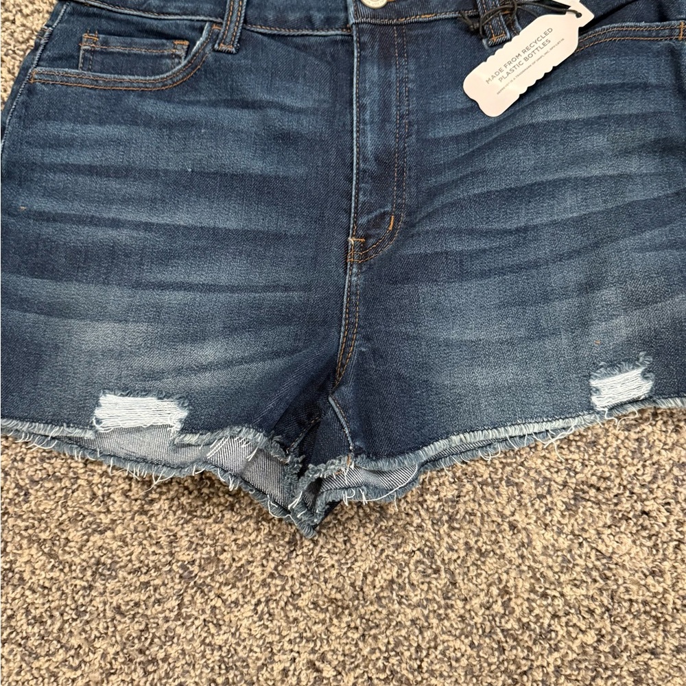 SO Blue Jean Shorts with Frayed Hem and Distressed Details